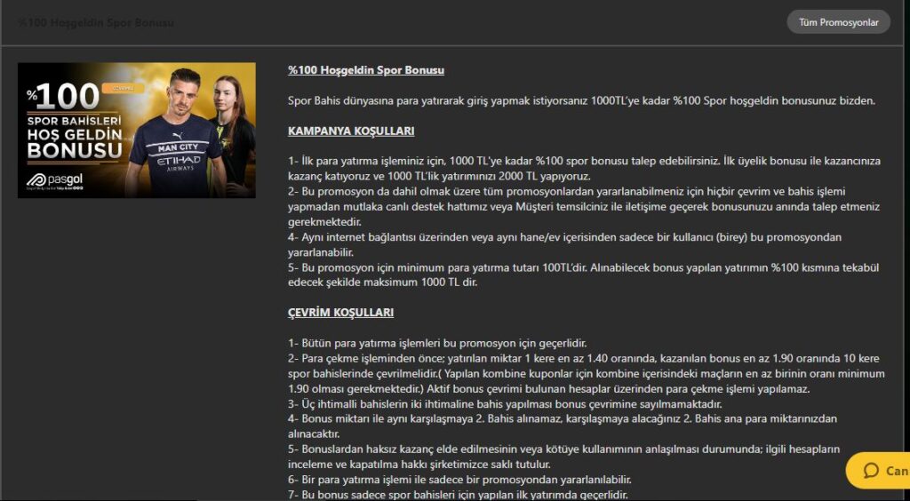 Pasgol Hoş Geldin Bonusu